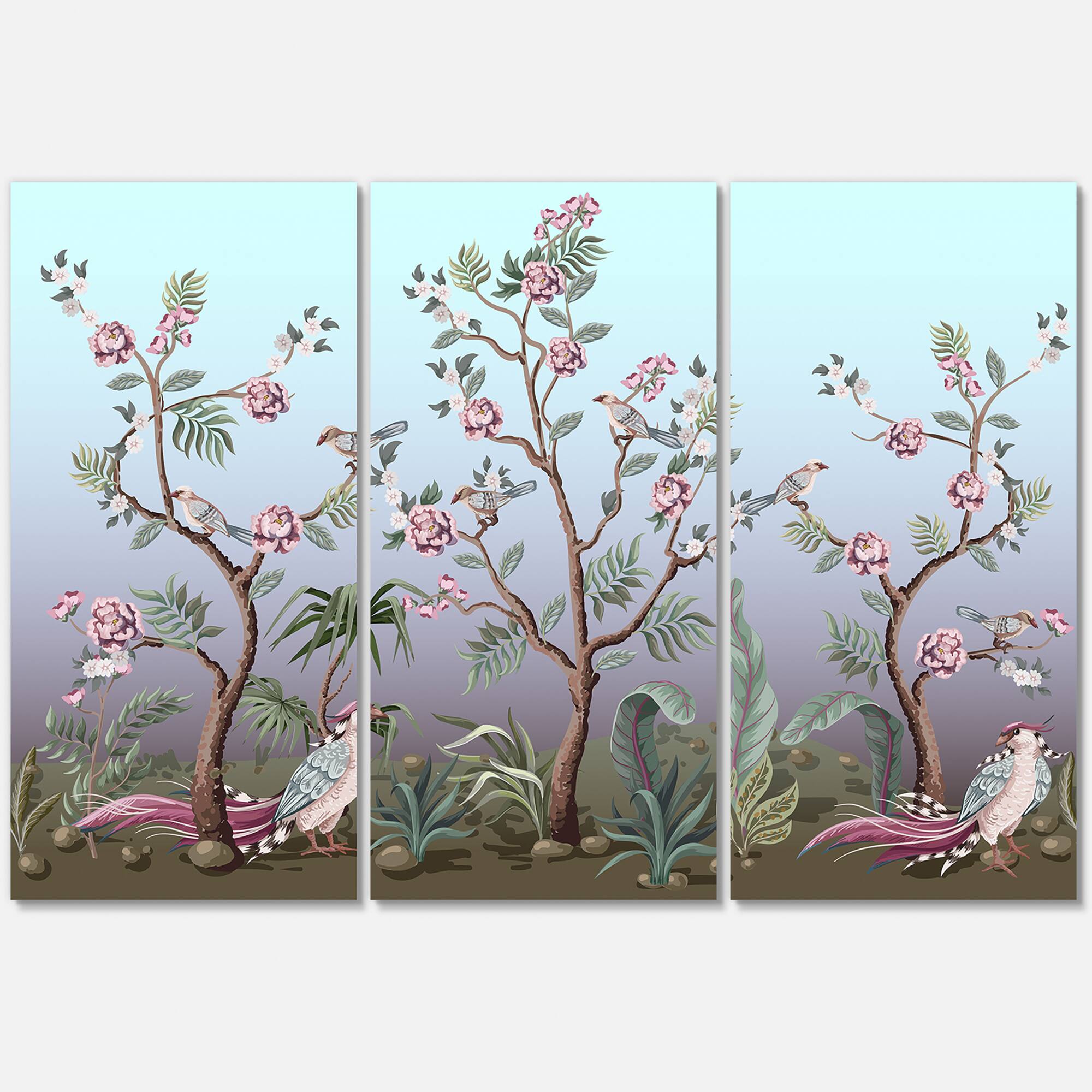 Designart - Chinoiserie With Birds and Peonies II